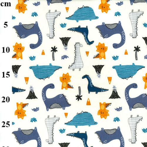 Dinosaurs Ivory Cotton Print Fabric by the Metre