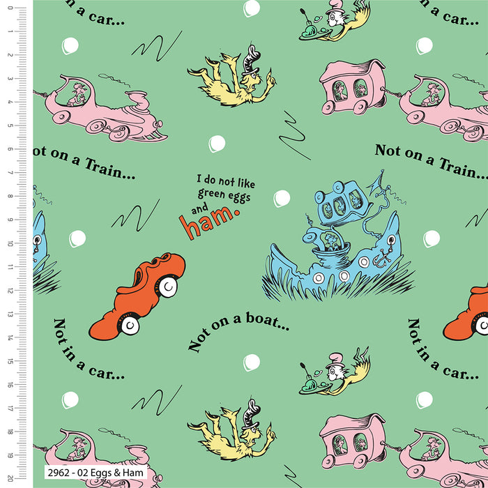 Dr Seuss Eggs & Ham 100% Organic Cotton Fabric 2962-02