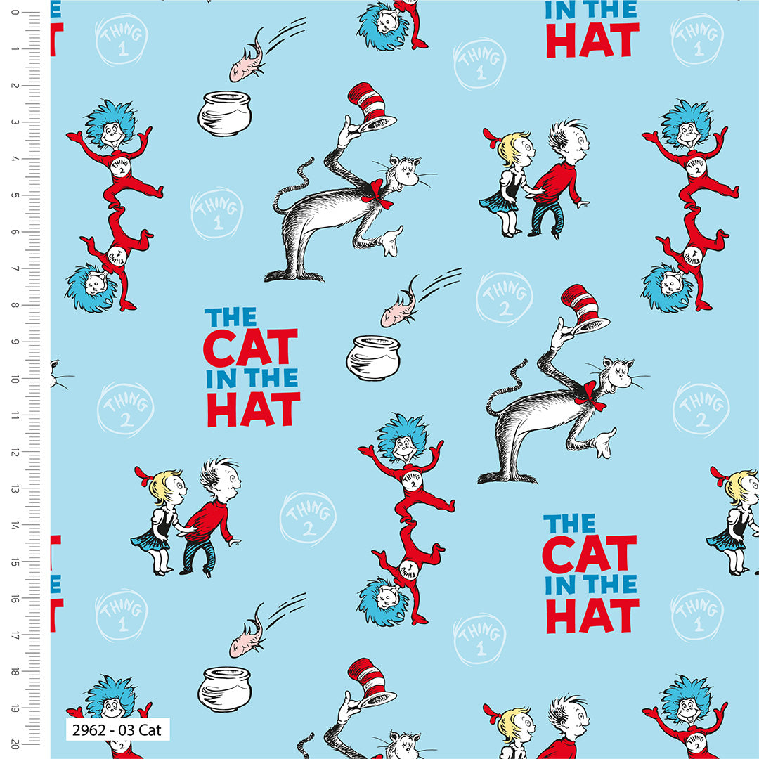 Dr Seuss Cat in the Hat 100% Organic Cotton Fabric 2962-03