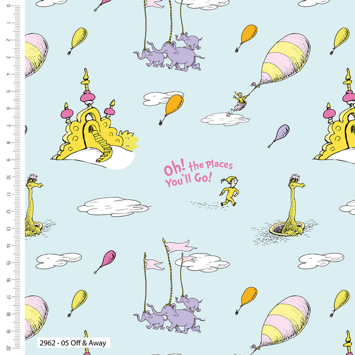 Dr Seuss Oh! The Places You'll Go 100% Organic Cotton Fabric 2962-05