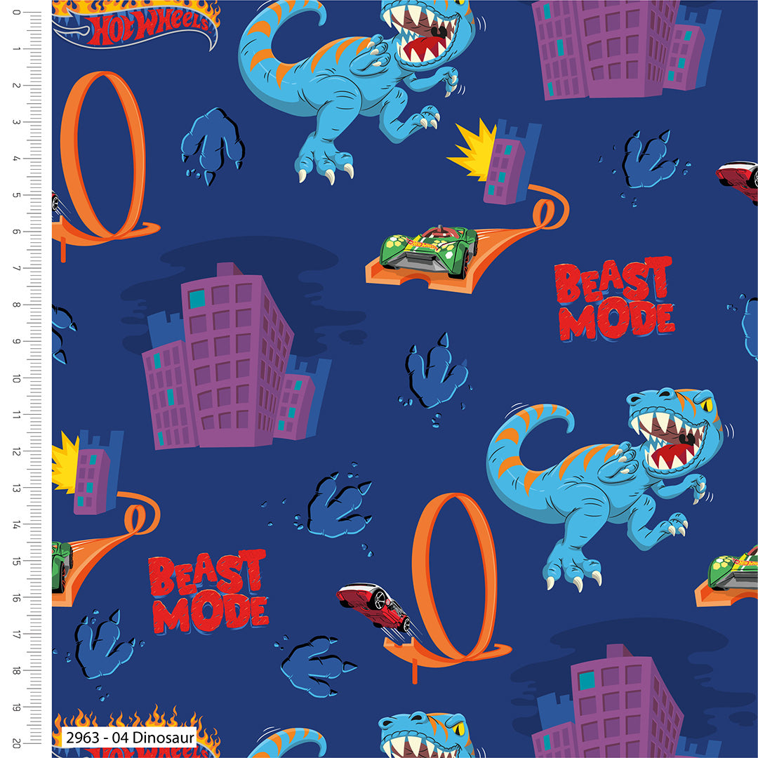 The Craft Cotton Co. Loose Fabric Creatures Hot Wheels Cotton Print Fabric (2963)