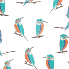 Lily Pad Debbie Shore Stoff Meterware – Kingfisher White – 100 % Baumwolle