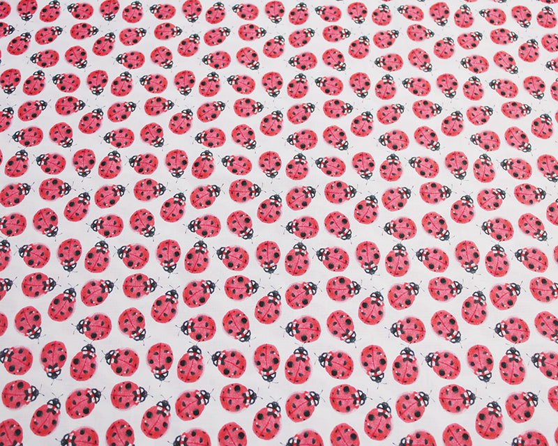 Watercolour Ladybird Cotton Fabric