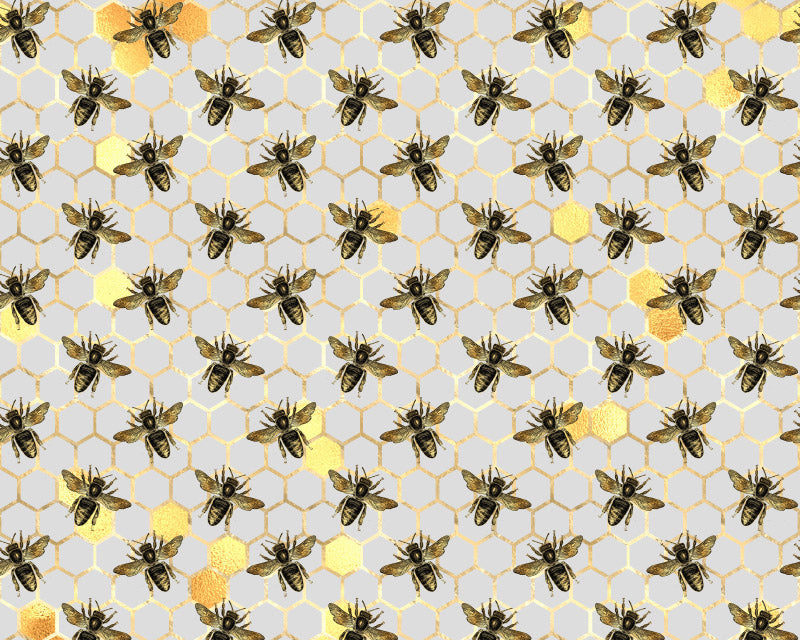 Busy Bees and Honeycomb Cotton Print Fabric