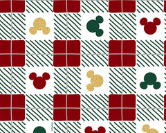 Disney Christmas Check Mickey & Minnie Cotton Fabric (82781MSA)