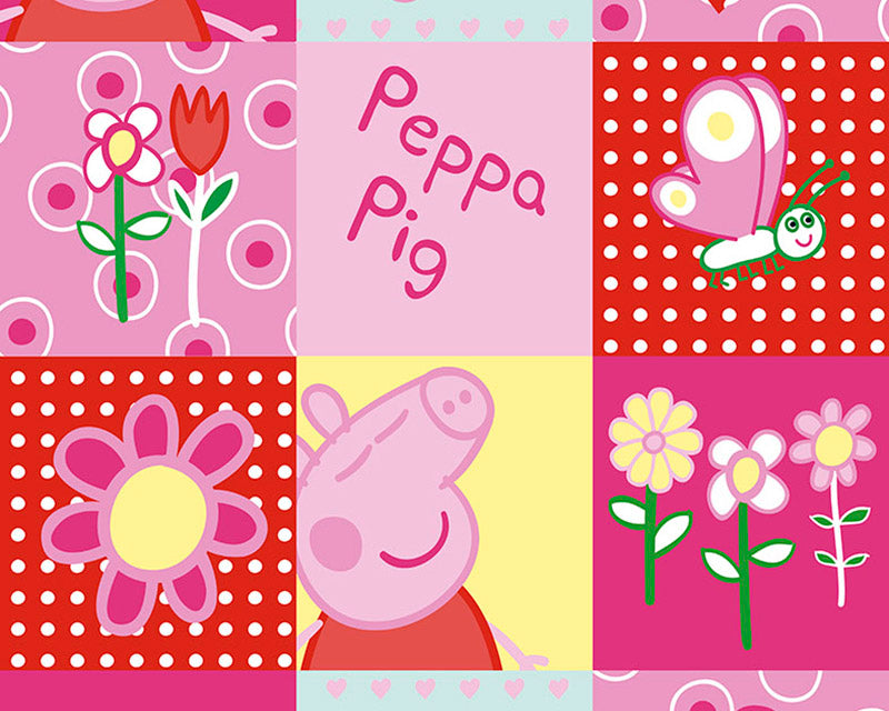 Peppa Pig Pink Patches Cotton Print Fabric