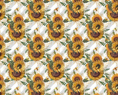 Little Johnny Striped Sunflower Digital Cotton Fabric, White