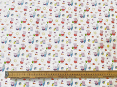 Little Johnny Peppa Beach Day Digital Print Cotton Fabric, White