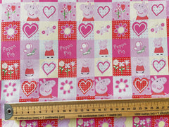 Little Johnny Peppa Pig Patches Digital Print Cotton Fabric, Pink