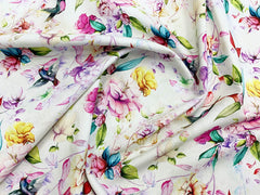 Magnolia Floral Fabric with hummingbirds Cotton Fabric