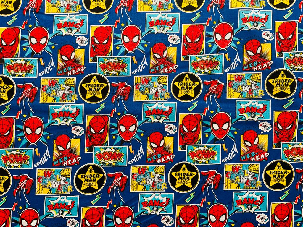 Camelot Marvel Spiderman Outside The Box 100% Cotton Fabric, Blue ...