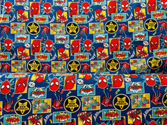 Camelot Marvel Spiderman Outside The Box 100% Cotton Fabric, Blue