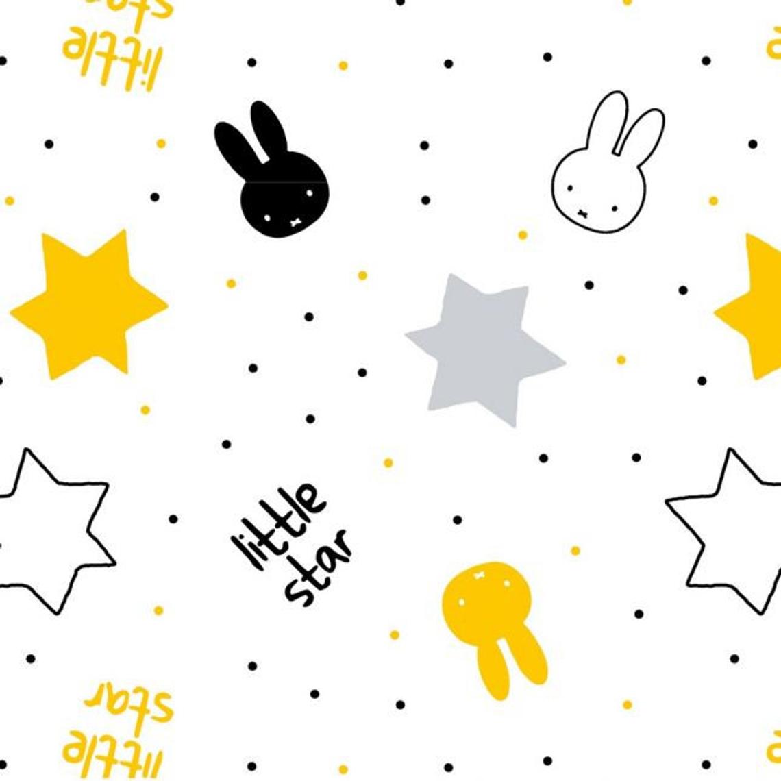 Miffy Monochrome Stars Cotton Print Fabric