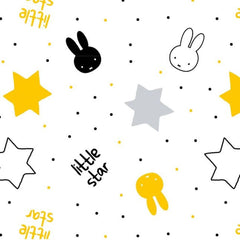Miffy Monochrome Stars Cotton Print Fabric