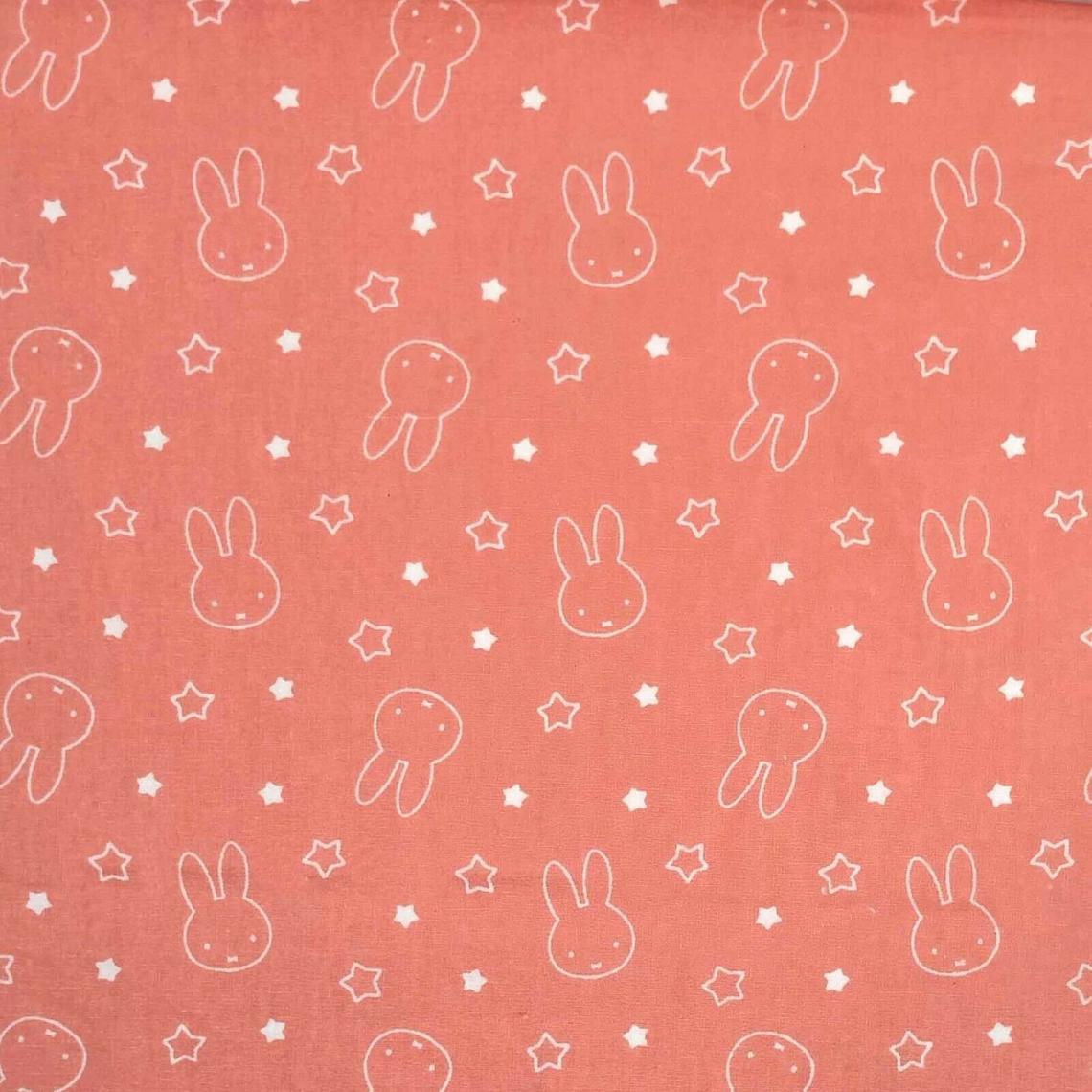 Miffy Stars Peach Cotton Print Fabric