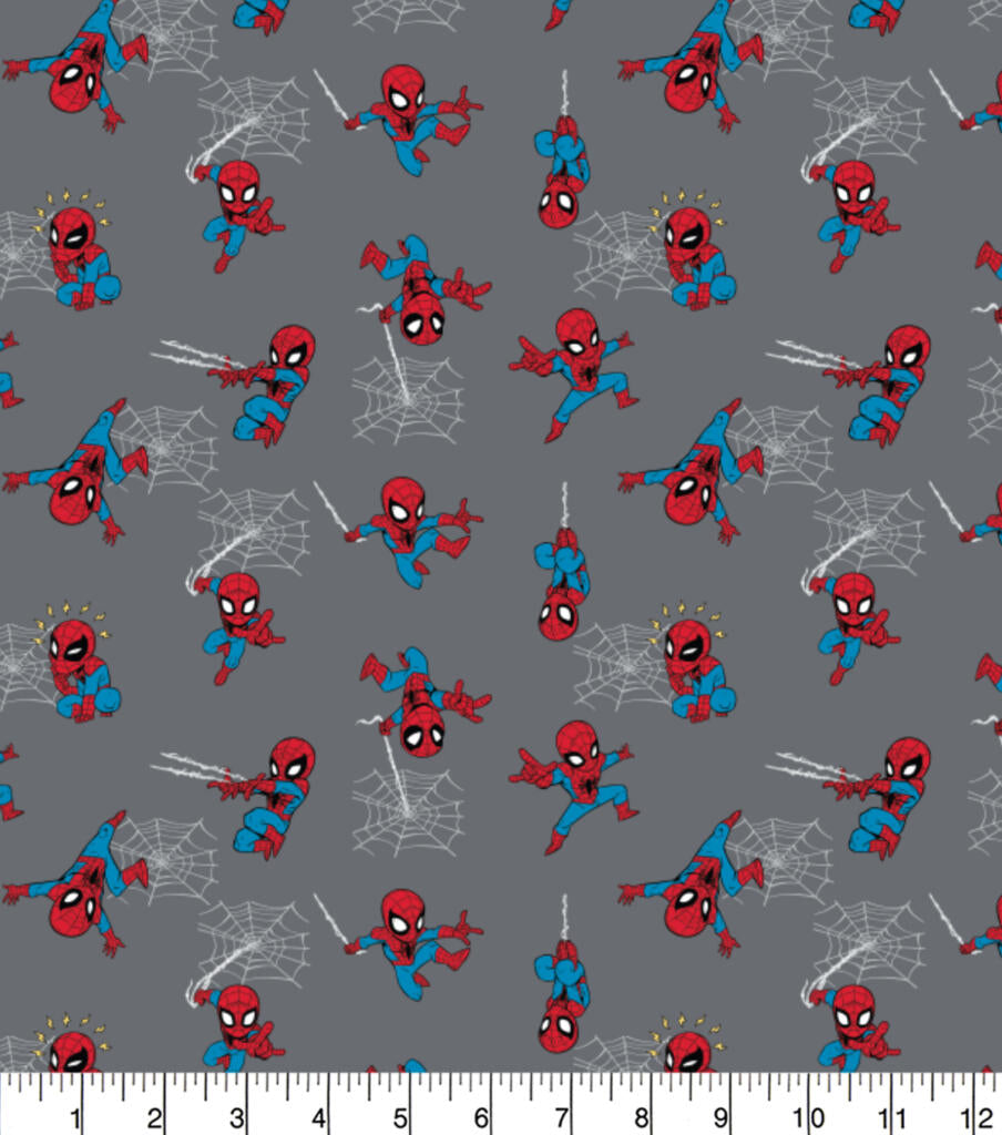 Marvel Spider-Man Mini Grey Fat Quarter Bundle Pack of 5