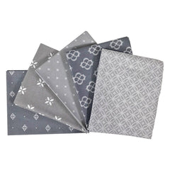 Pack of 5 Grey Mosaic Essential Cotton Fat Quarters