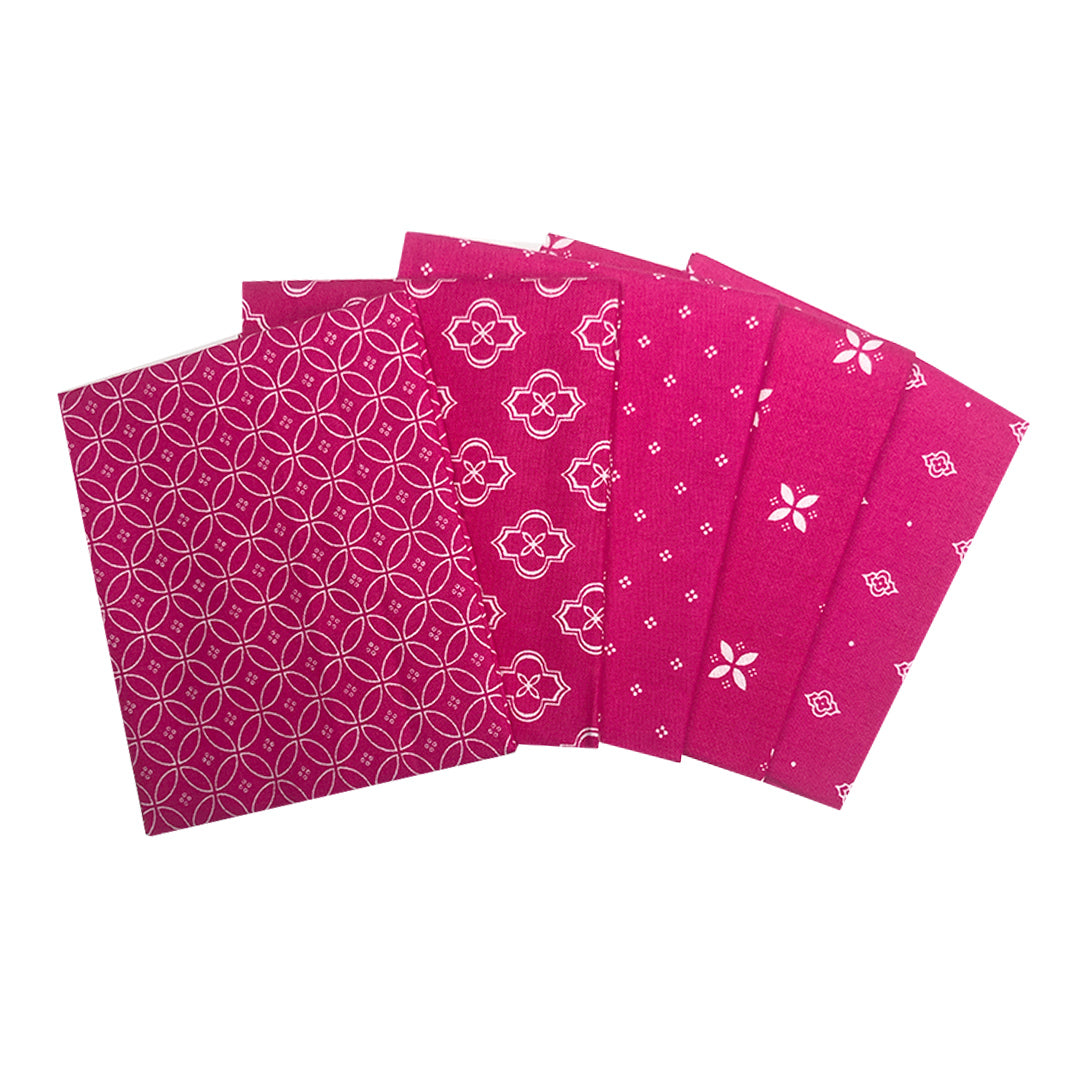 Raspberry Essential Cotton Fat Quarters Bundle Pack of 5