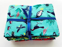 Fat Quarter Bundle with Ribbon Pack of 5 Explore the Tropics by Natural History Museum 