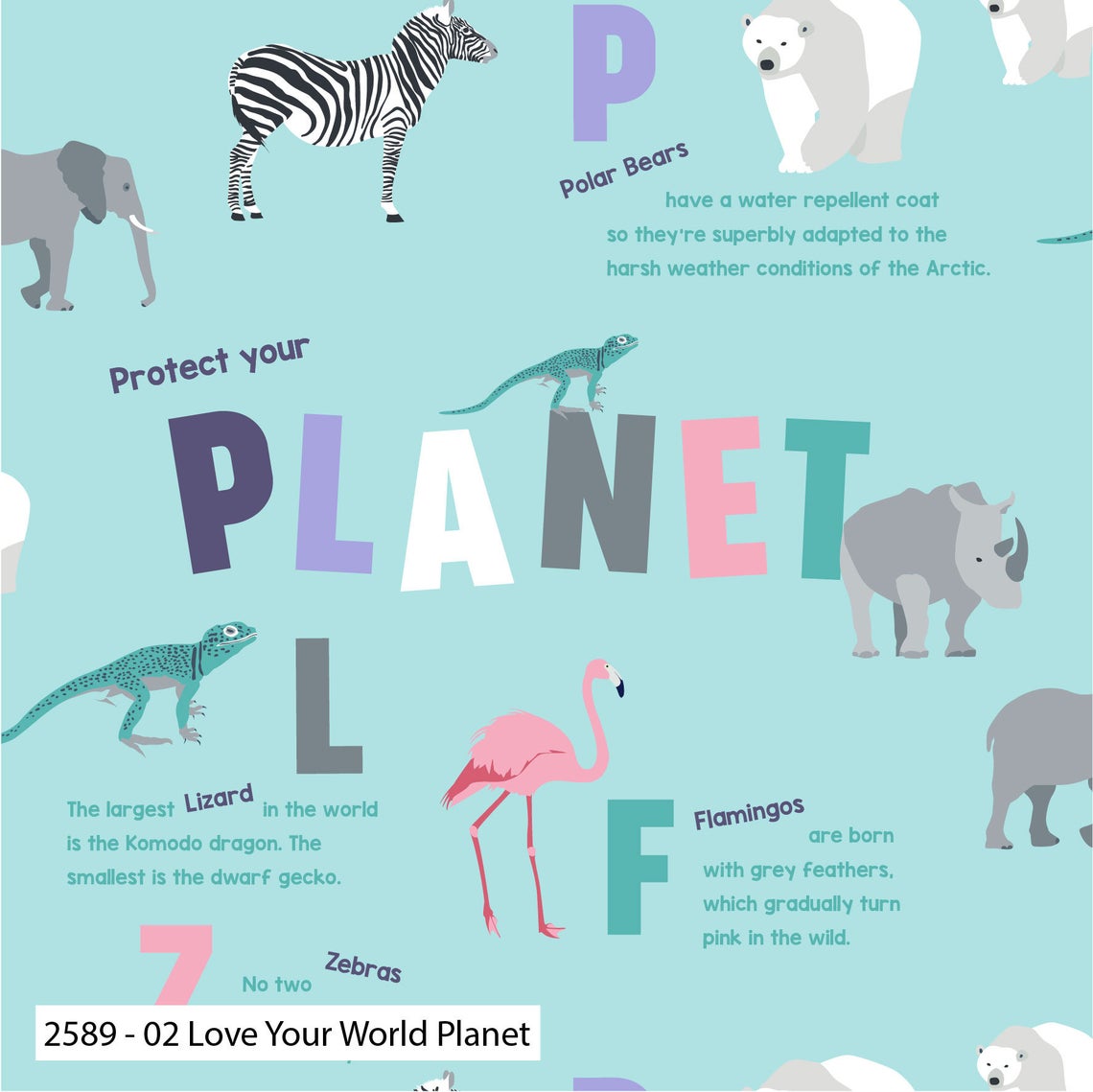 Love your world planet cotton print fabric