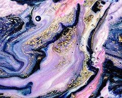 Abstract Marble Digital Cotton Fabric in Purple color