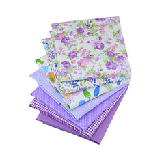 CraftsFabrics 7 pcs Purple and White Printed Cotton Fat Quarters