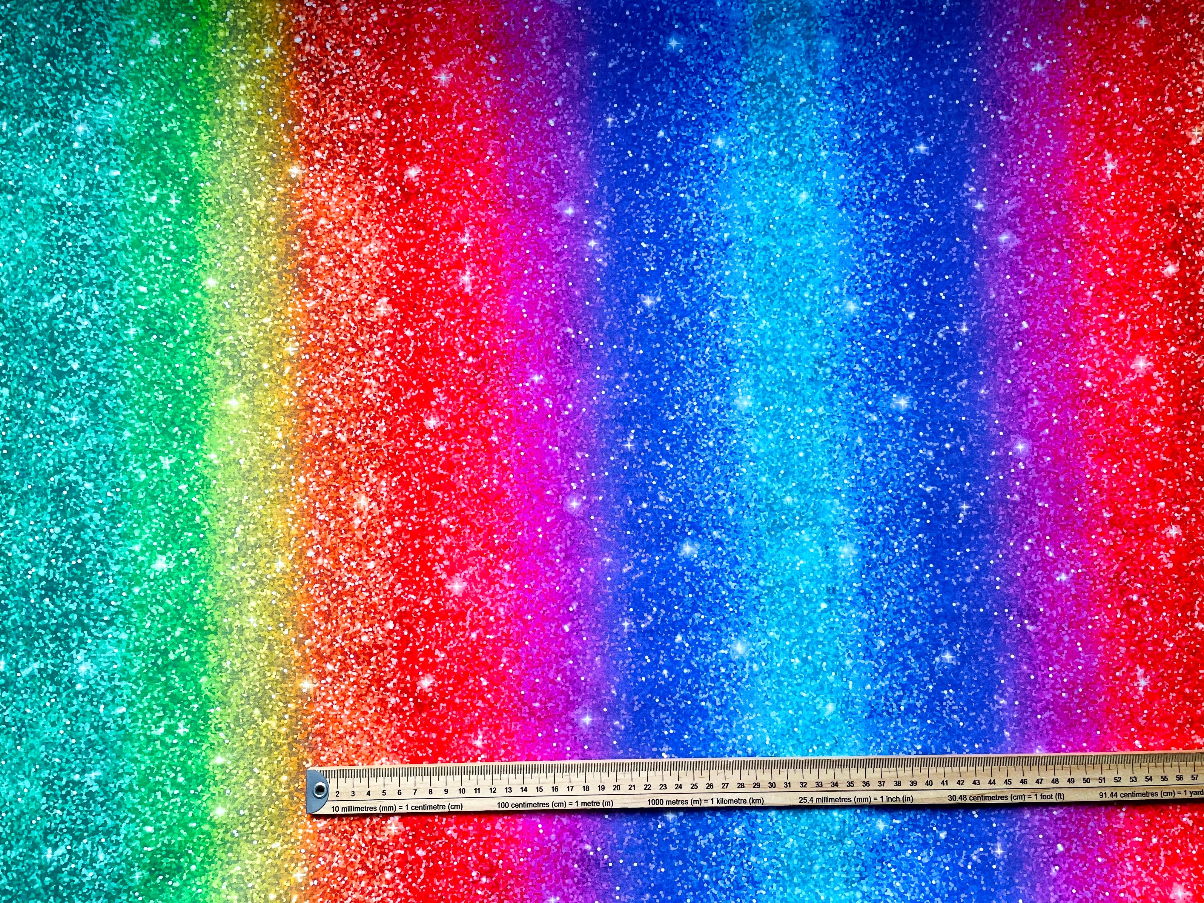 Digital Cotton Fabric in Rainbow Glitter 