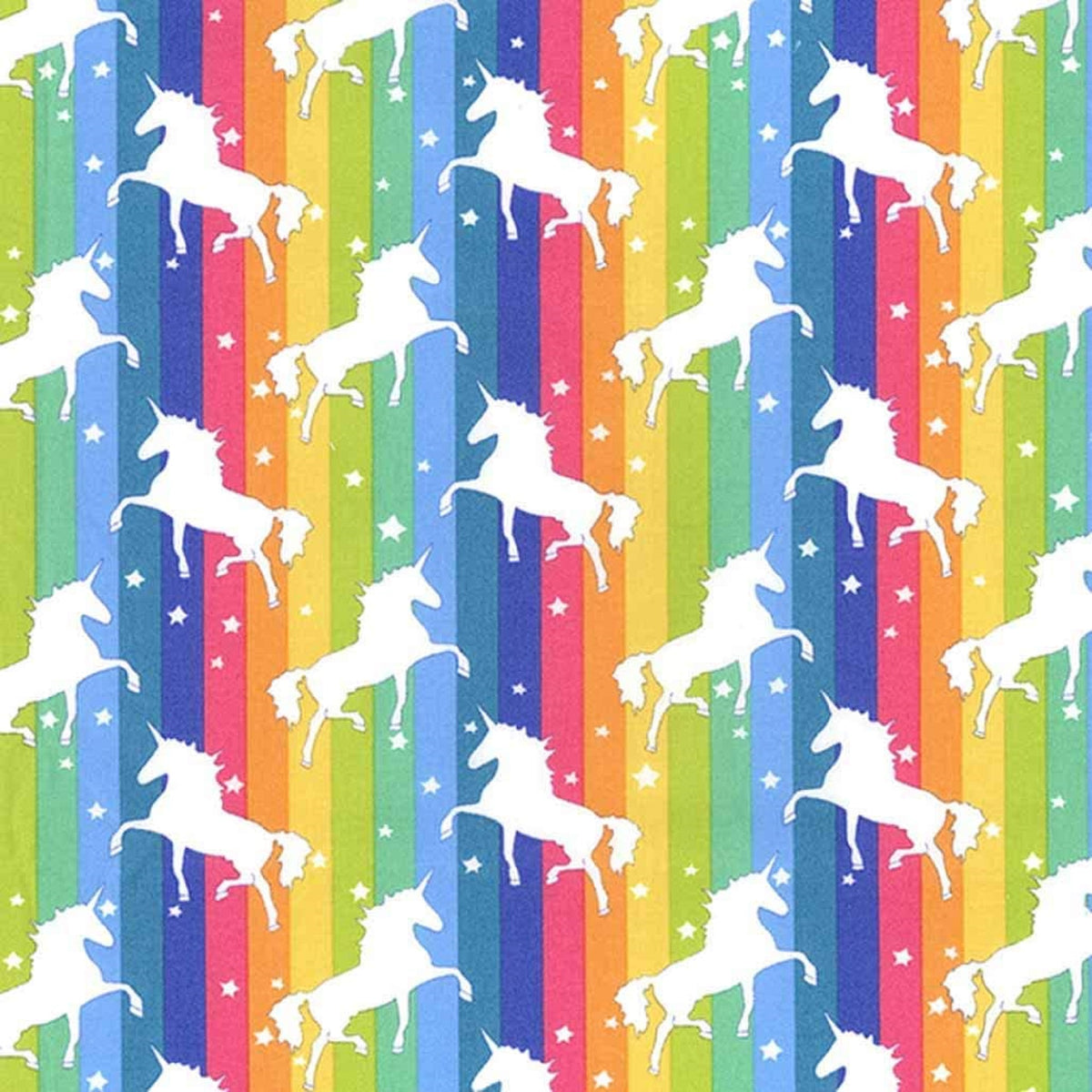 Bright Rainbow Unicorn Cotton Poplin Fabric