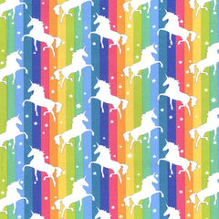 Bright Rainbow Unicorn Cotton Poplin Fabric