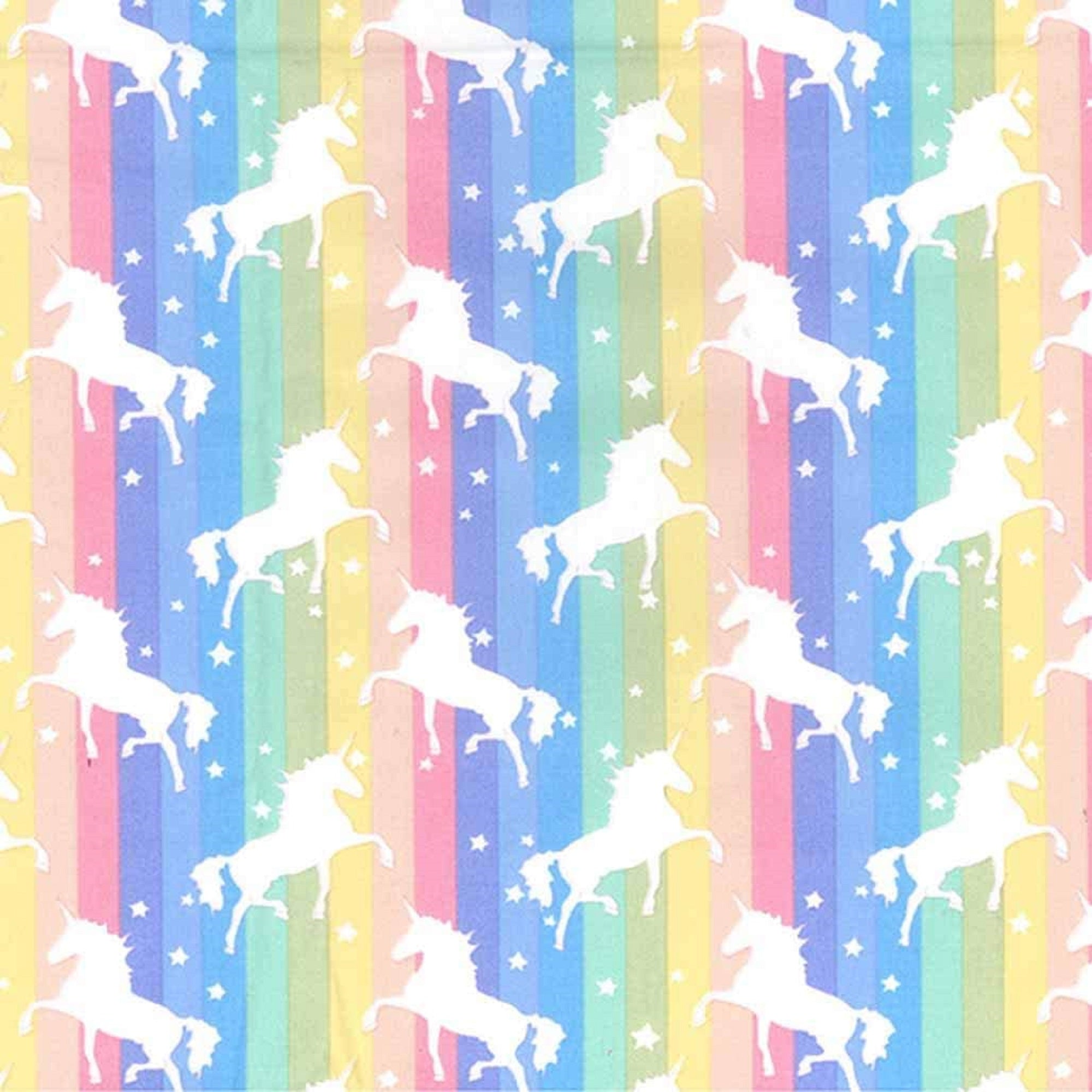 Pastel Rainbow Unicorn Cotton Print Poplin Fabric