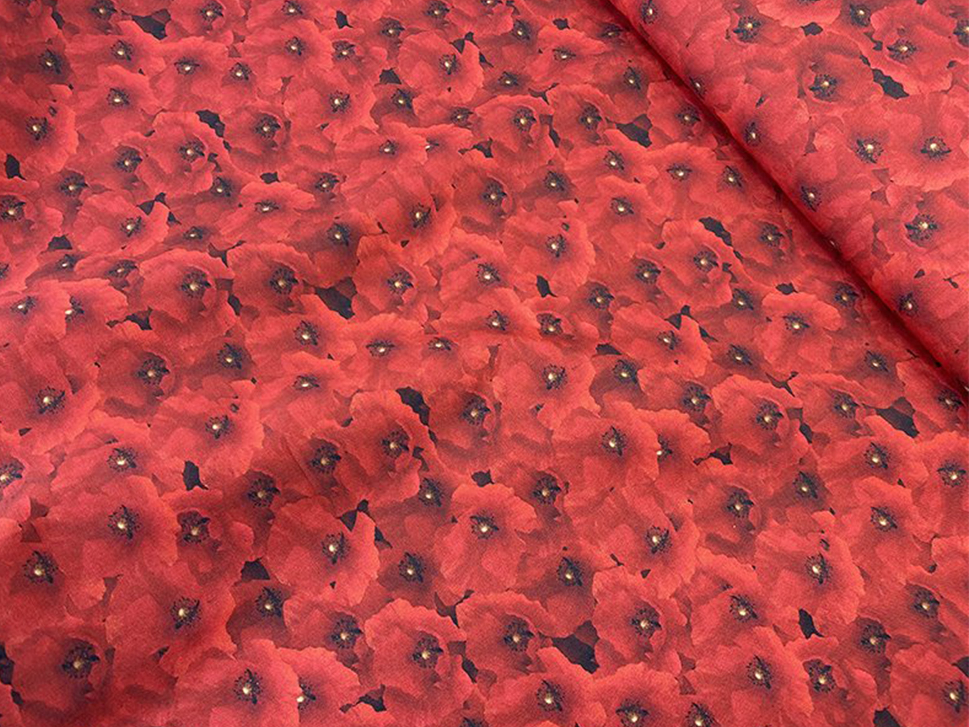 Red Poppies Cotton Craft Fabric