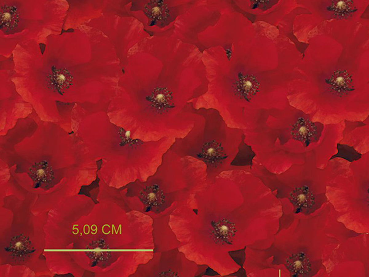 Red Poppies Cotton Print Fabric