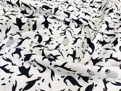 Rose & Hubble Penguin Print Fabric 100% Cotton Poplin Fabric