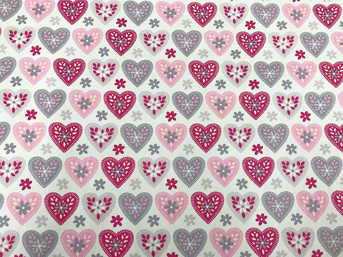 Rose and Hubble – Popeline-Stoff mit rosa und lila Liebesherzen, 100 % Baumwolle (CP0474)