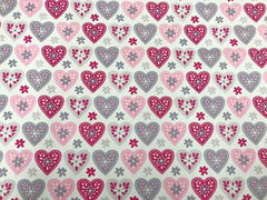 Rose and Hubble – Popeline-Stoff mit rosa und lila Liebesherzen, 100 % Baumwolle (CP0474)