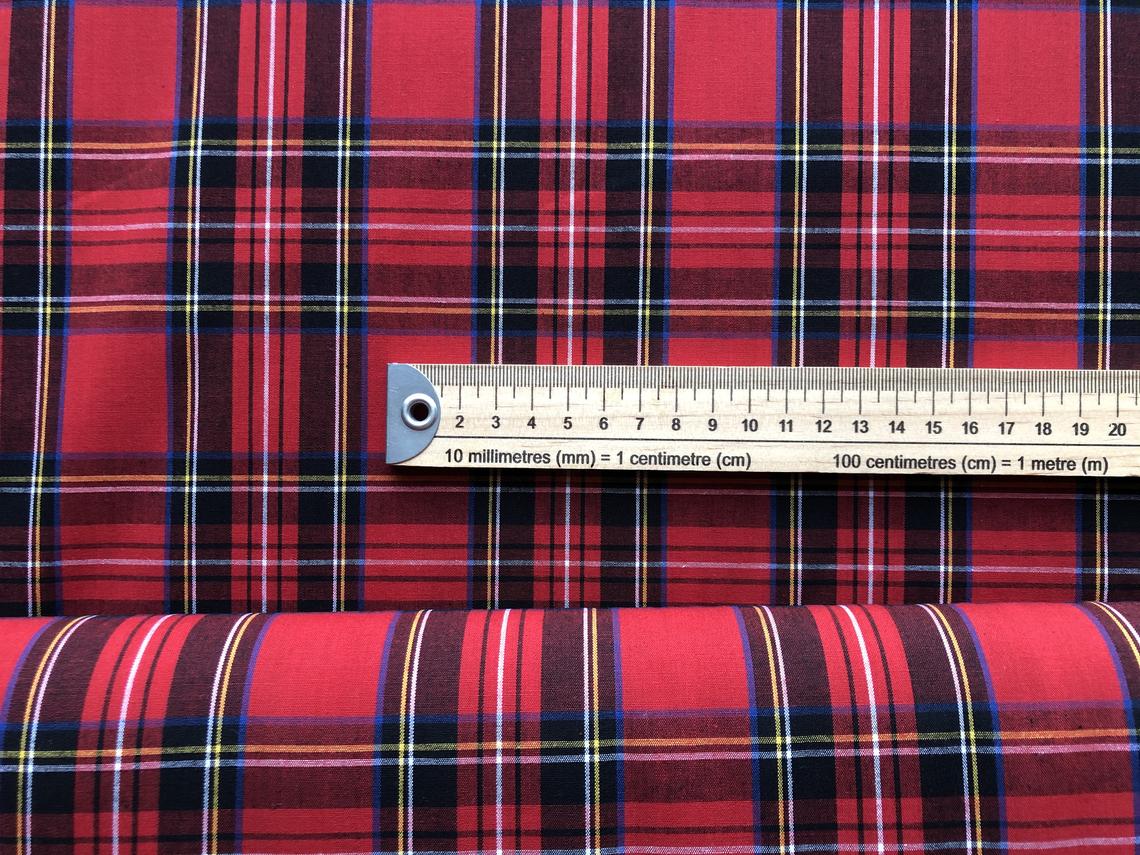 Royal Stewart Tartan Fabric Brushed 100% Cotton Colours Red & Green very  cosy