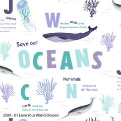 Love your world oceans cotton print