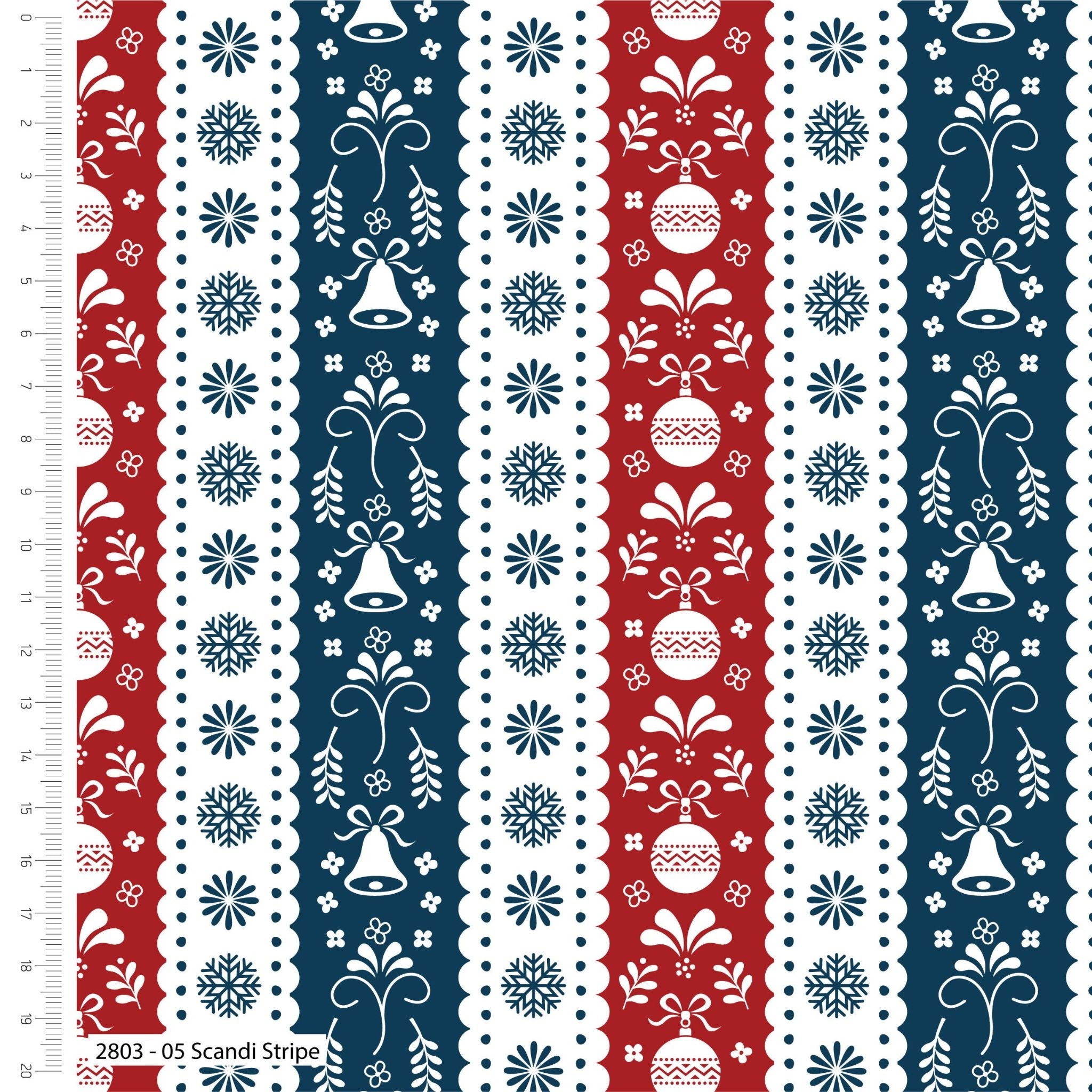 Scandi Stripe Fabric - Scandi Christmas by Stuart Hillard 100% Cotton 