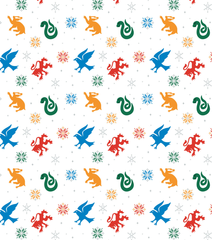 Hogwarts Houses Snowflakes Harry Potter Christmas Cotton Fabric