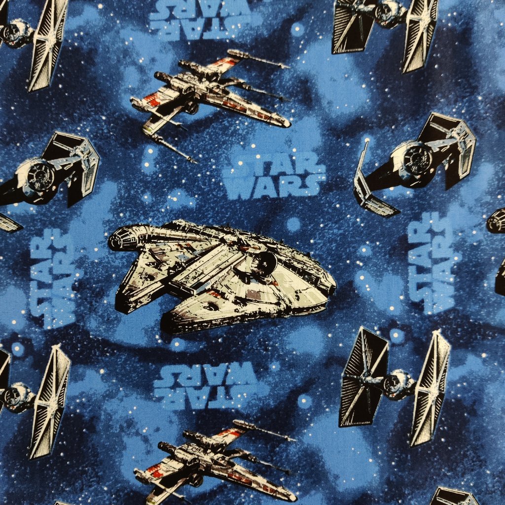 Millennium Falcon Rebel Ships in Blue background with Star Wars Logo