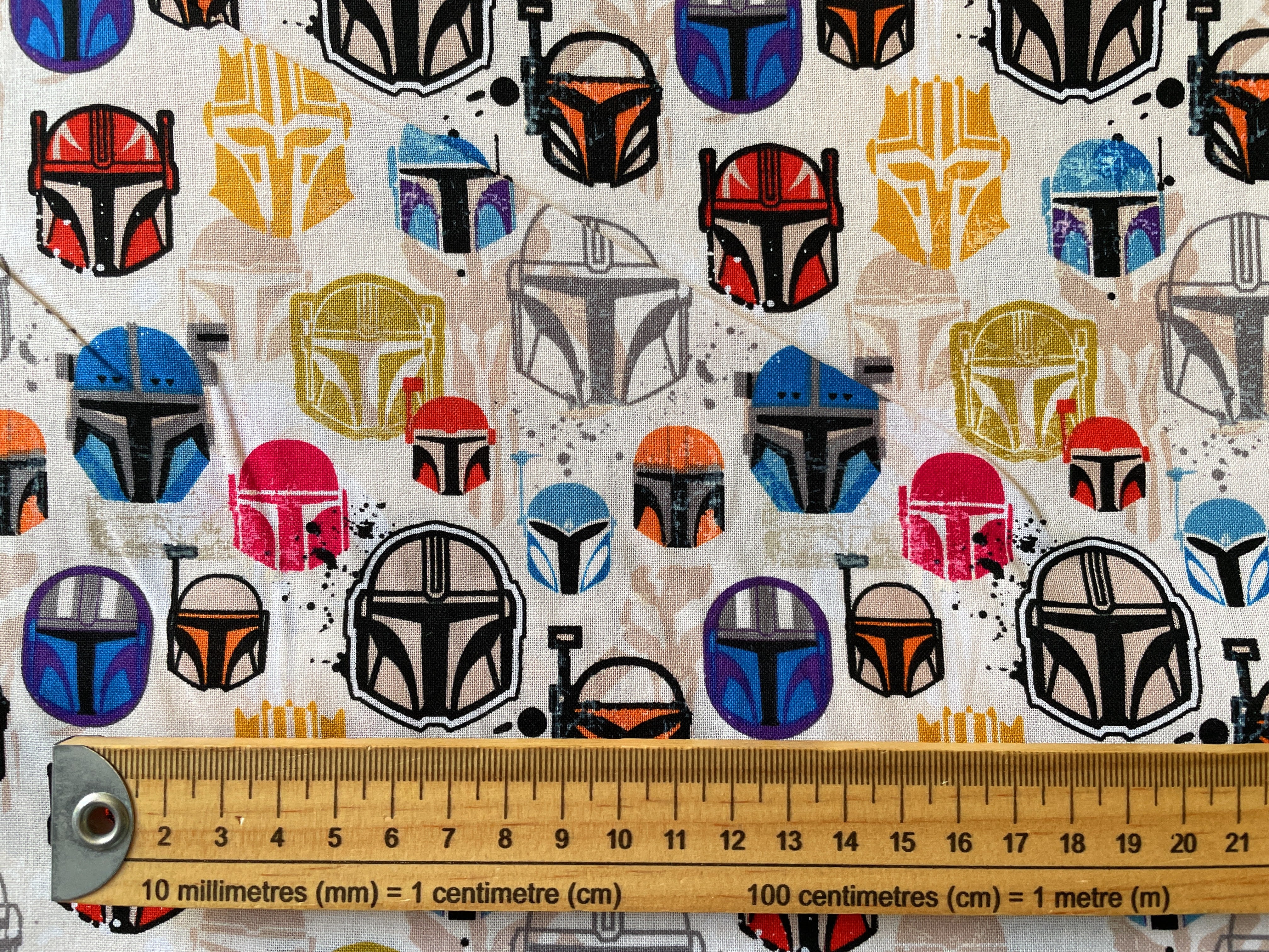 Star Wars Characters Helmets Cotton Print Fabric on White Background