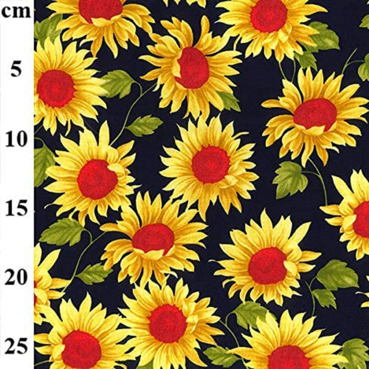 Sunflowers on Navy background Cotton fabric