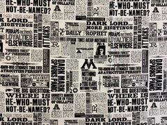 Camelot Harry Potter The Daily Prophet Newspaper 100% Cotton Fabric, White