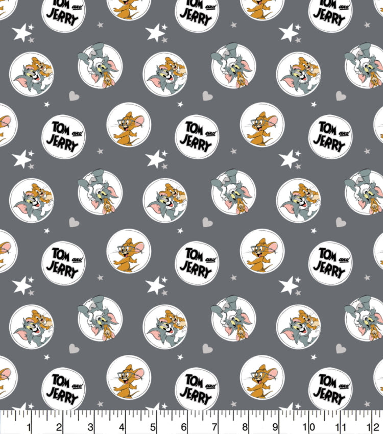 Tom & Jerry Cartoon Characters Cotton Print Fabric by The Craft Cotton Co 