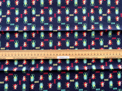 Red and Green Beetles on a Navy Background Fat Quarter Cotton Fabric