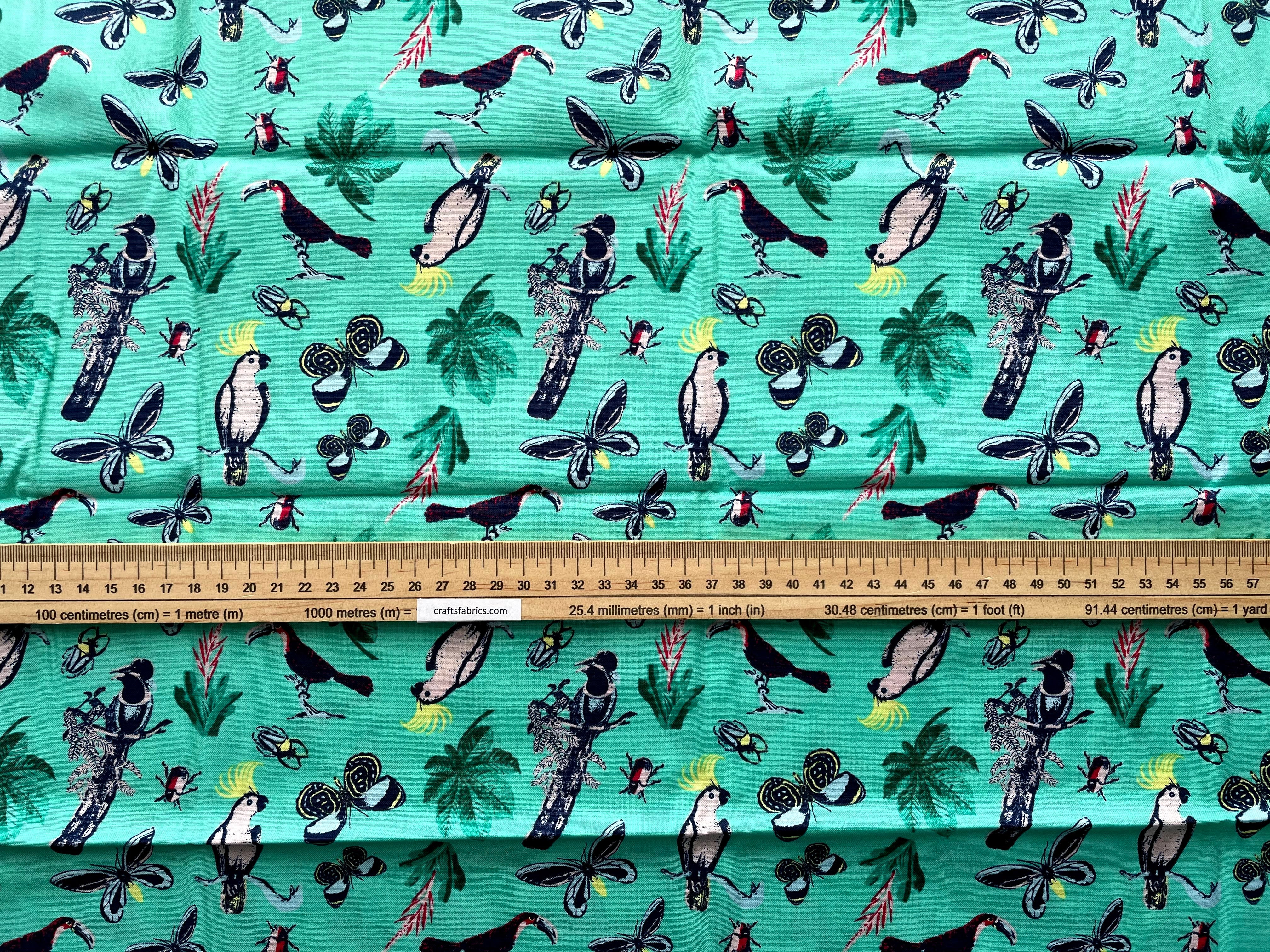 Tropics Jungle Cotton Fat Quarter Fabric Features Tropical Creatures 