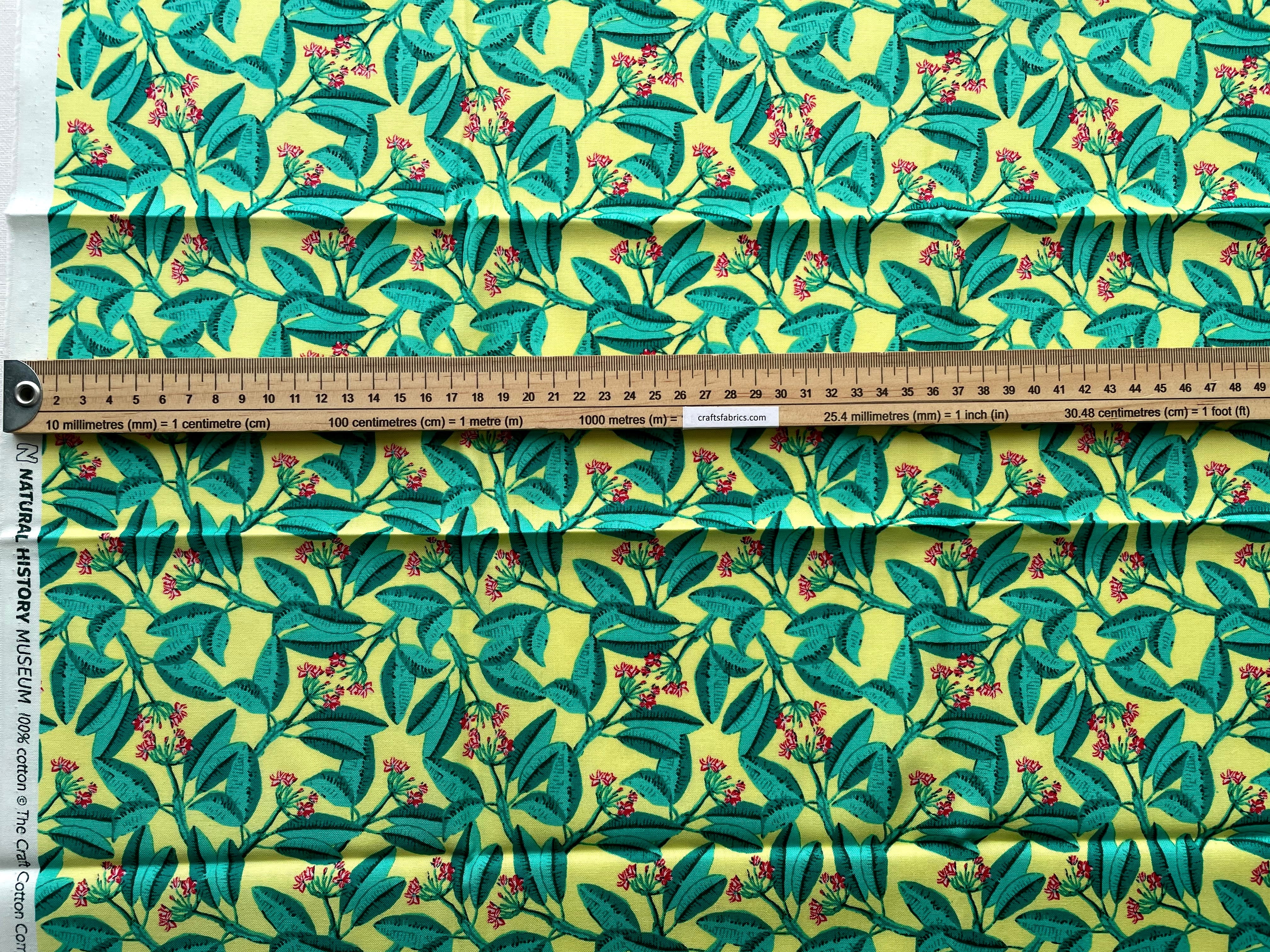 Tropical Leaves on a Yellow Background Fat Quarter Cotton Fabric