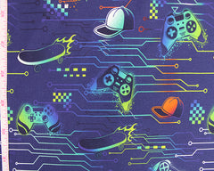 Video Game Elements Cotton Fabric