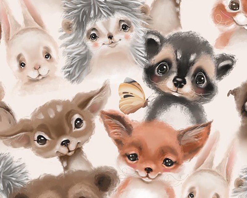 Little Johnny - Water Colour Baby Animals Digital Cotton Fabric