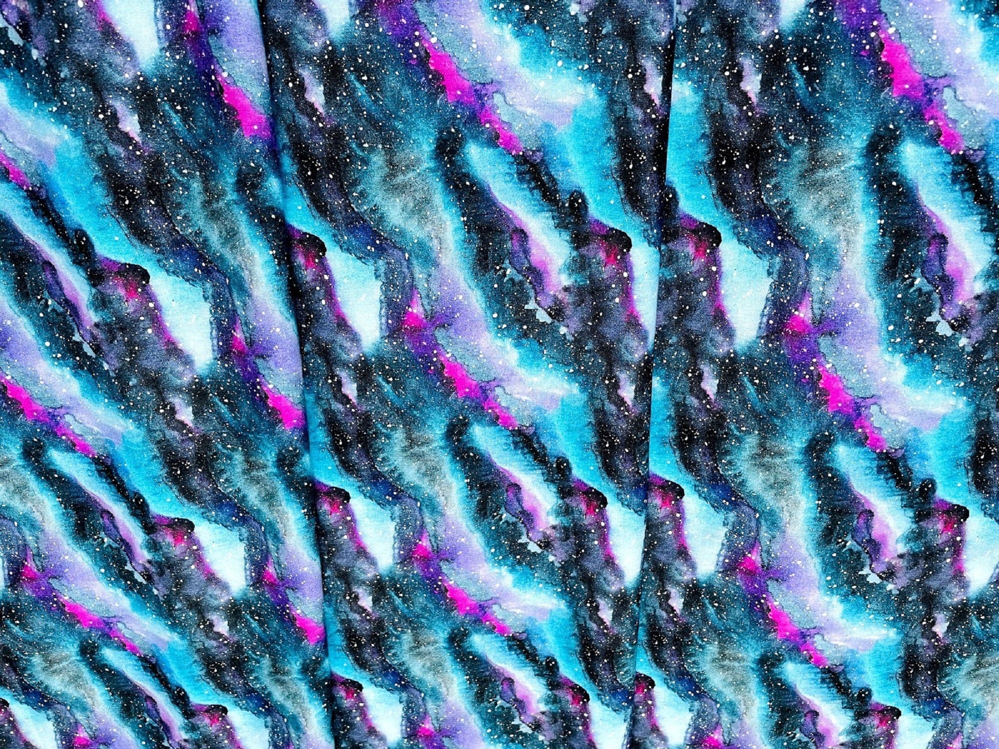 Digital Cotton Fabric in Water Color Galaxy